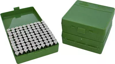 MTM Flip-Top Pistol Box 100 Round Green 38 Spec., 357 Mag., 38 Auto Colt etc..
