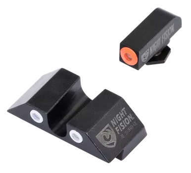 Night Fision GLK003007OGW Tritium Night Sights for Glock 42, 43, 43X Green Tritium Orange Outline Front, Green Tritium White Outline Rear