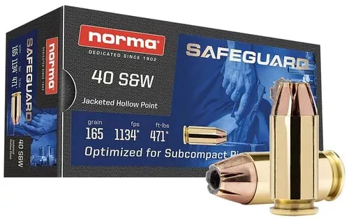 Norma Safeguard Handgun Ammunition .40 S&W 165gr JHP 1134 fps 50/ct