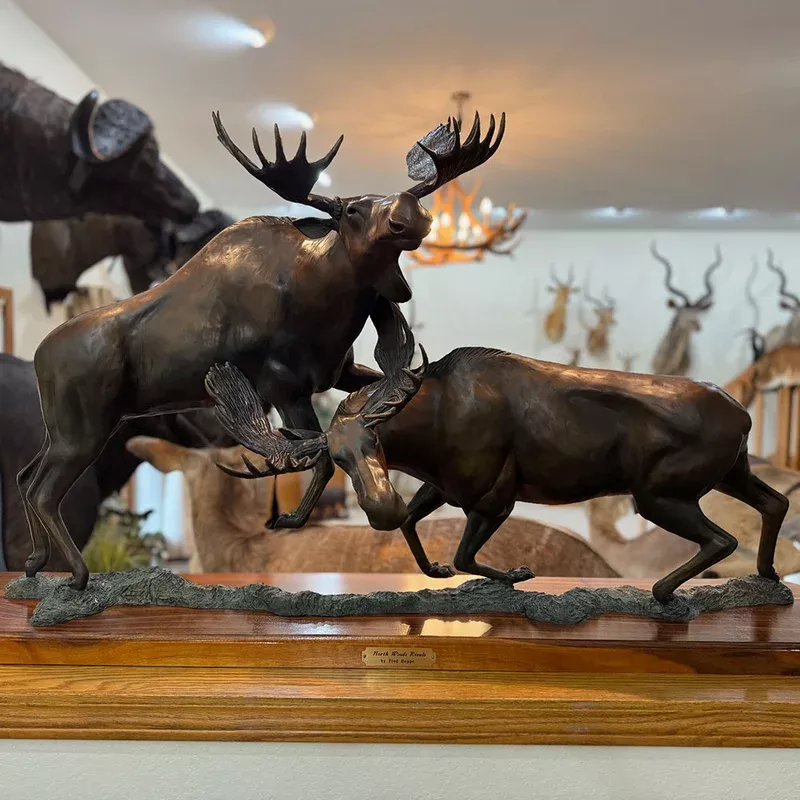“North Woods Rivals” Bronze Sculpture by Fred Hoppe