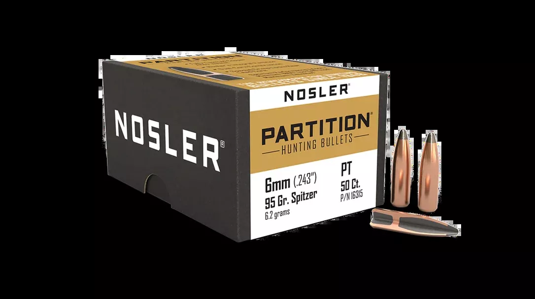 Nosler Partition Bullets 243 Caliber, 6mm (243 Diameter) 95 Grain Spitzer (50pk)