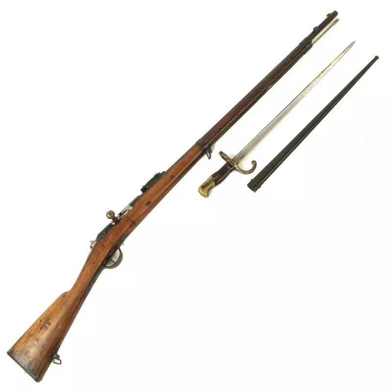 Original French Fusil Gras Modèle 1874 M80 Infantry Rifle by St. Etiénne with Bayonet & Scabbard – Dated 1877