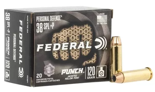Personal Defense Punch, 38 Special +P, 120 grain, Jacketed Hollow Point, 20/box