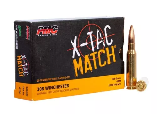 PMC X-TAC MATCH Rifle Ammunition .308 Win 168 gr OTM 2700 fps – 20/box