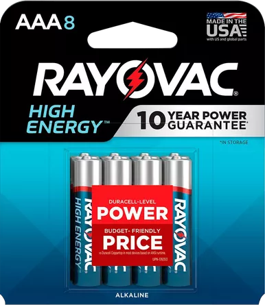 Rayovac 824-8T1.02 AAA Alkaline Battery 1.5 Volt 8PK