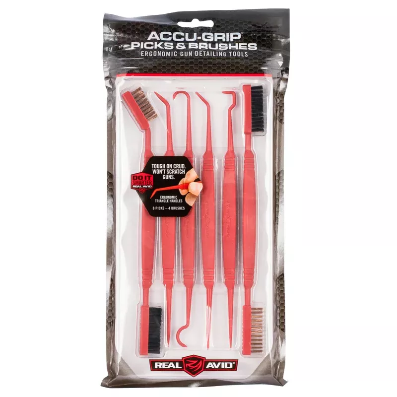 Real Avid Accu-Grip Picks & Brushes Rifle/Shotgun Firearm Plastic 8-8.25″ Long Resin Bristles 6 Per Pkg