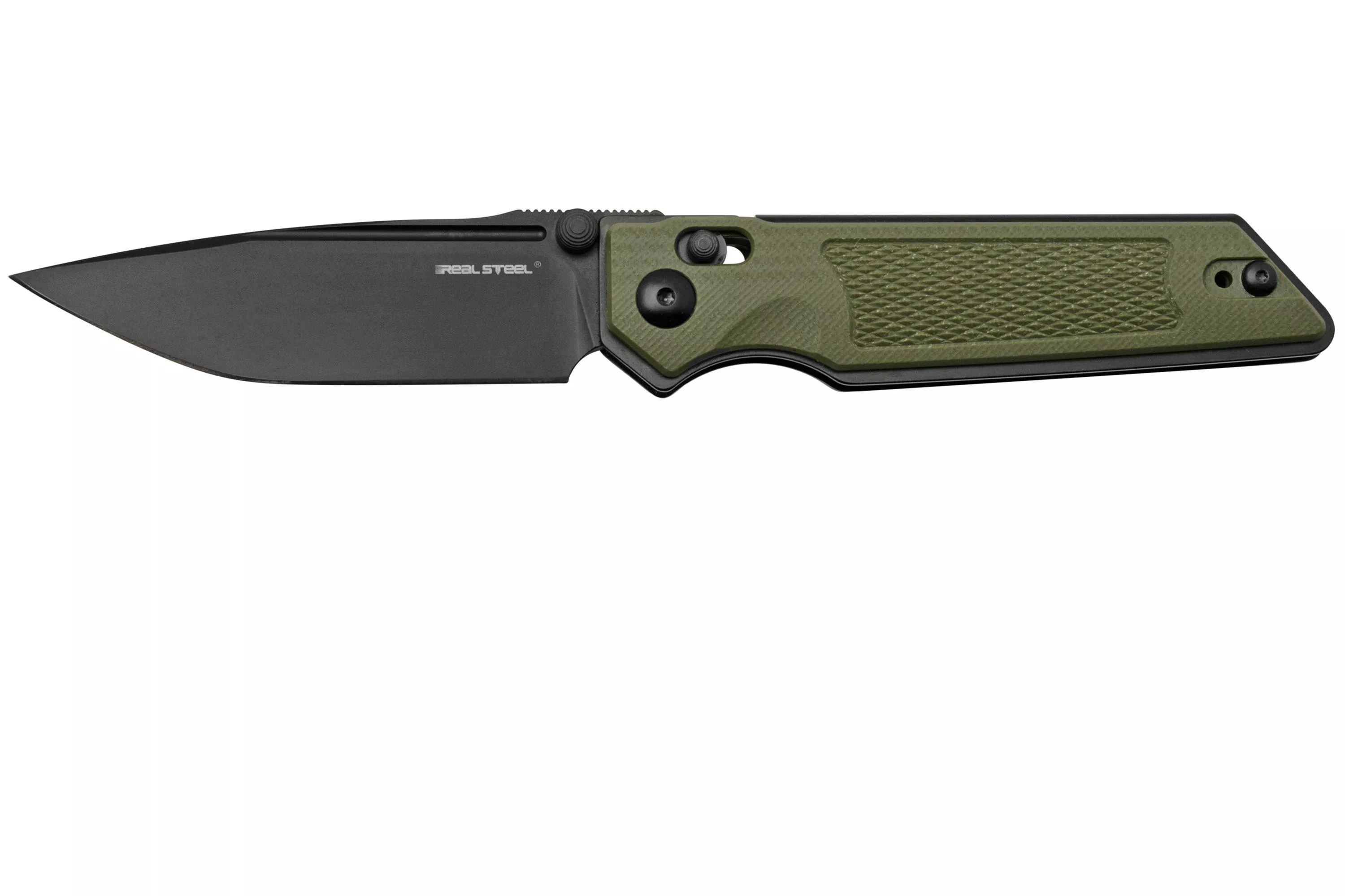 Real Steel Sacra TAC 7712G, K110 Plain Green G10, pocket knife