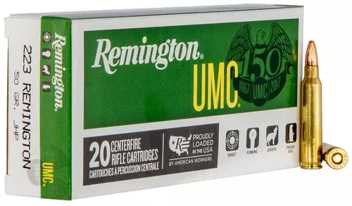 Remington UMC Rifle Ammunition .223 Rem 50 gr JHP 3425 fps 20/ct