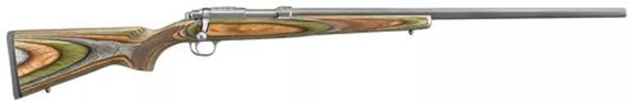 Ruger 77/17-VHZ 17 Hornet HB Green Lam Stock/SS Bolt 17 Hornet 24″ Barrel, Bolt, 6rd