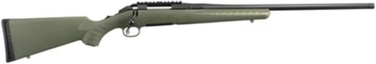 Ruger American Rifle Predator Bolt .243 Win 22″ Barrel, Moss Green Comp Stock Black, 4rd