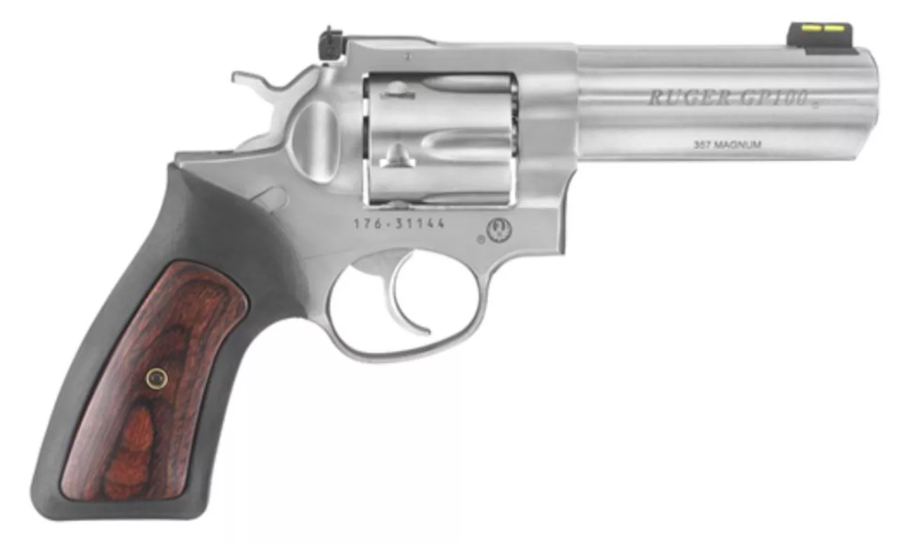 Ruger GP100 Full Lug 357 Mag/38 Spec 4″ Barrel Hi Viz Front Sight 6rd
