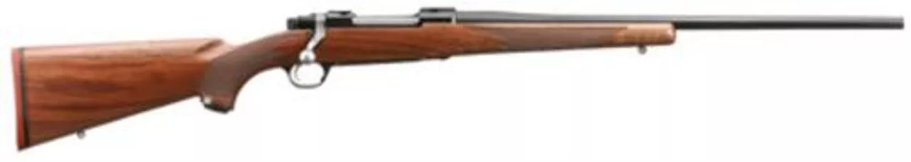 Ruger M77 Hawkeye Standard .308 Win 22″ Satin Blue Finish Barrel American Walnut Stock No Sights 4 Rounds