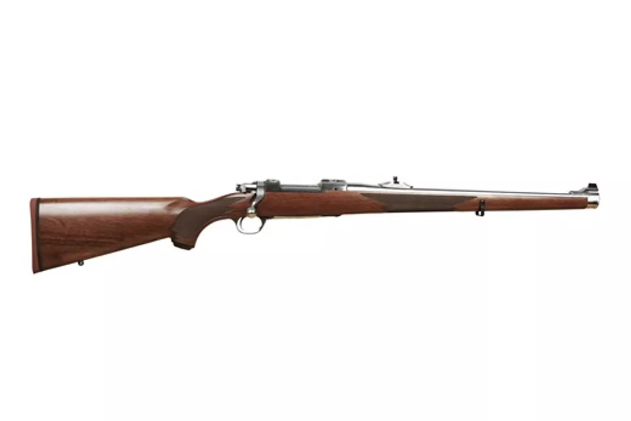 Ruger M77 MkII International 243 Win 18.5″ Barrel Full Walnut Stock, Brushed SS Finish