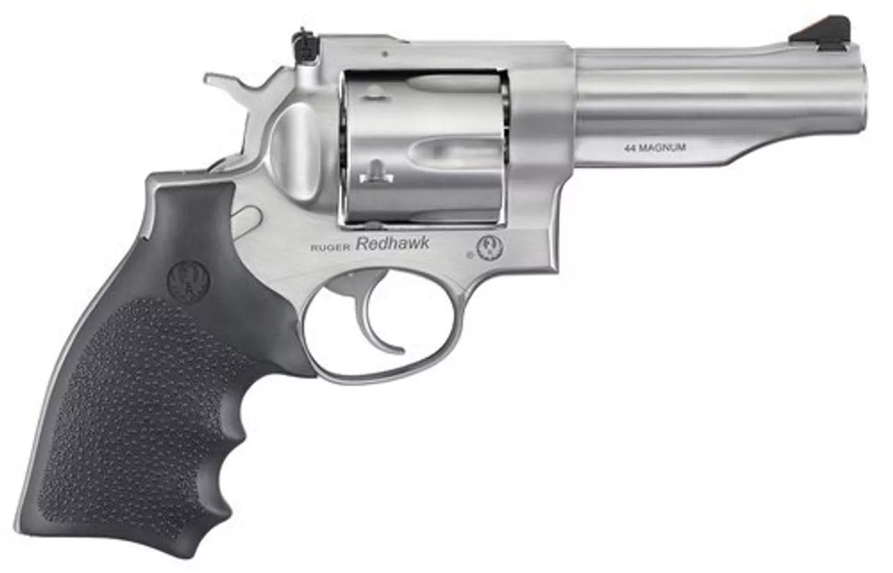 Ruger Redhawk, .44 Mag, 4.2″ Barrel, 6rd, Satin Stainless, Hogue Grips
