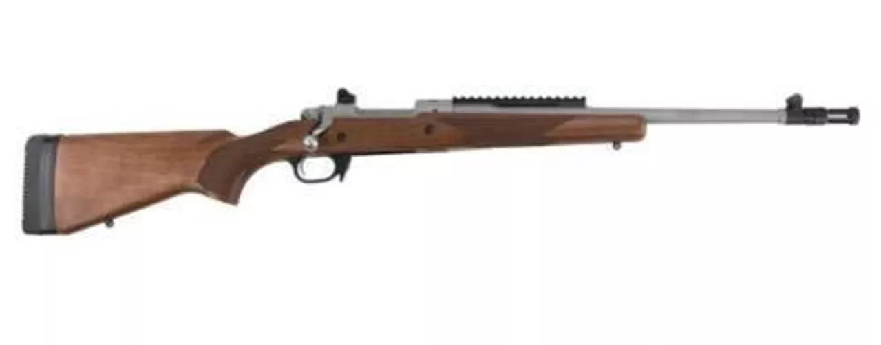 Ruger Scout Gunsite .308 Win, 16″ Barrel, Stainless Steel, Walnut Stock, 10rd Mag