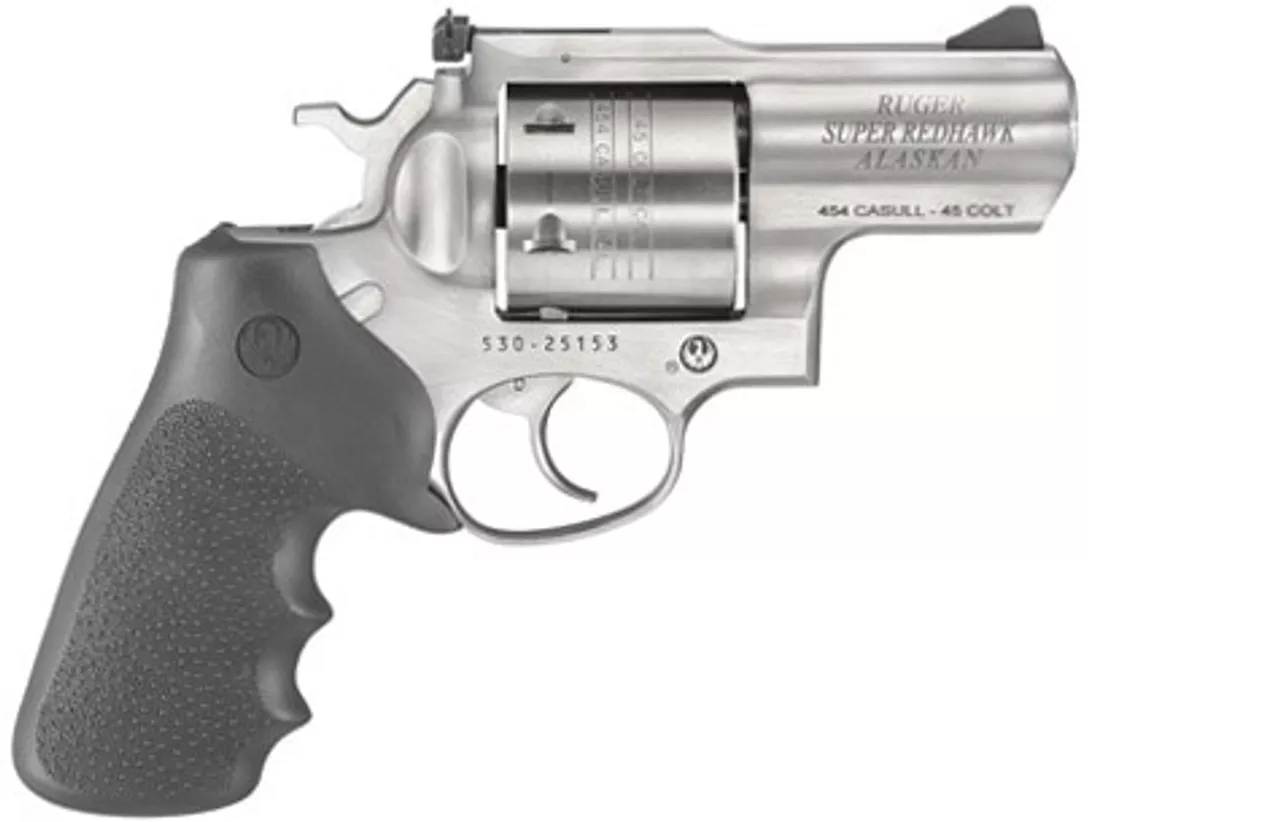 Ruger Super Redhawk Alaskan .454 Casull, 2.5″ Barrel, Black Rubber Grips, Stainless Steel, 6rd