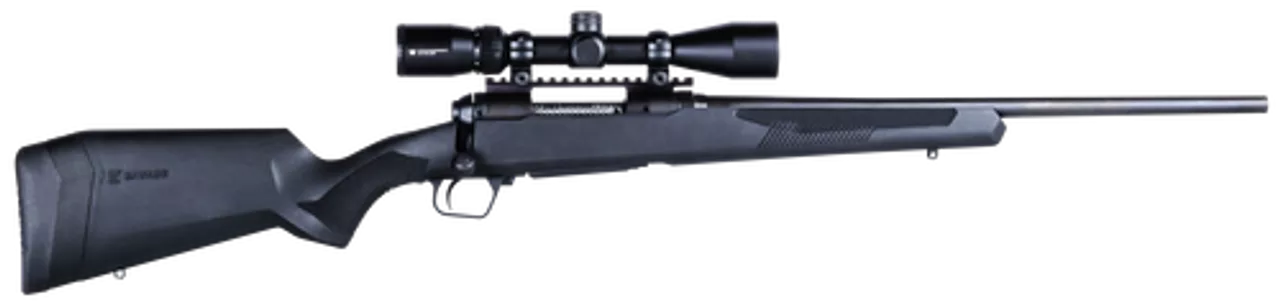 Savage 110 Apex Hunter XP, 350 Legend, 18″ Barrel, Black Color, Polymer Stock, 4Rd, Vortex Crossfire II 3-9×40,