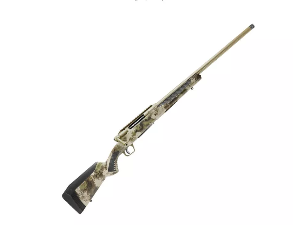 Savage Arms 58028 Impulse Big Game 7mm PRC 2+1 22” Threaded, Hazel Green Cerakote Barrel/Rec, Woodland Camo Stock AccuStock with AccuFit, Includes Detachable Box Mag