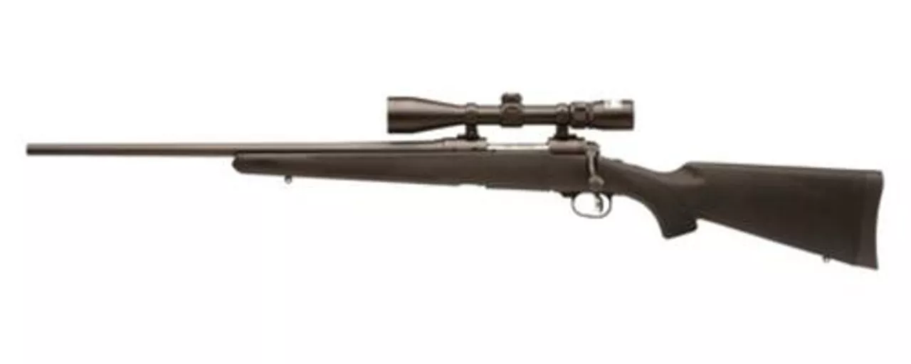 Savage Model 11 Trophy Hunter XP Package .308 Winchester 22″ Blued Barrel Black Synthetic Stock 4rd Includes Nikon 3-9x40mm Riflescope Mounted Left Handed