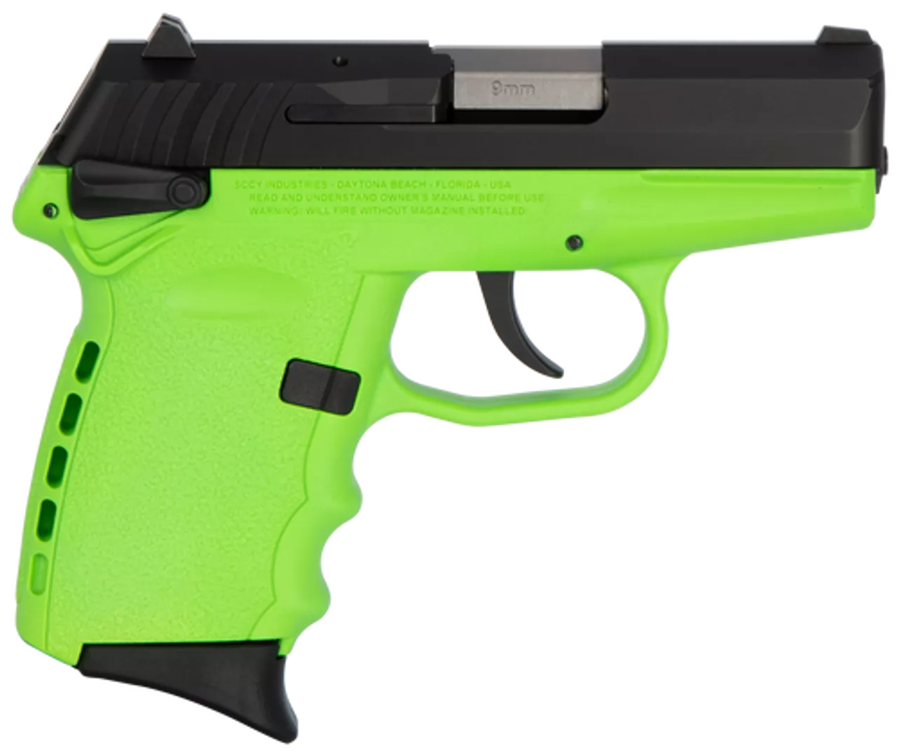SCCY CPX-1 Carbon 9mm, 3.1″ Barrel, Lime Grip, Black Stainless Steel Slide, 10rd