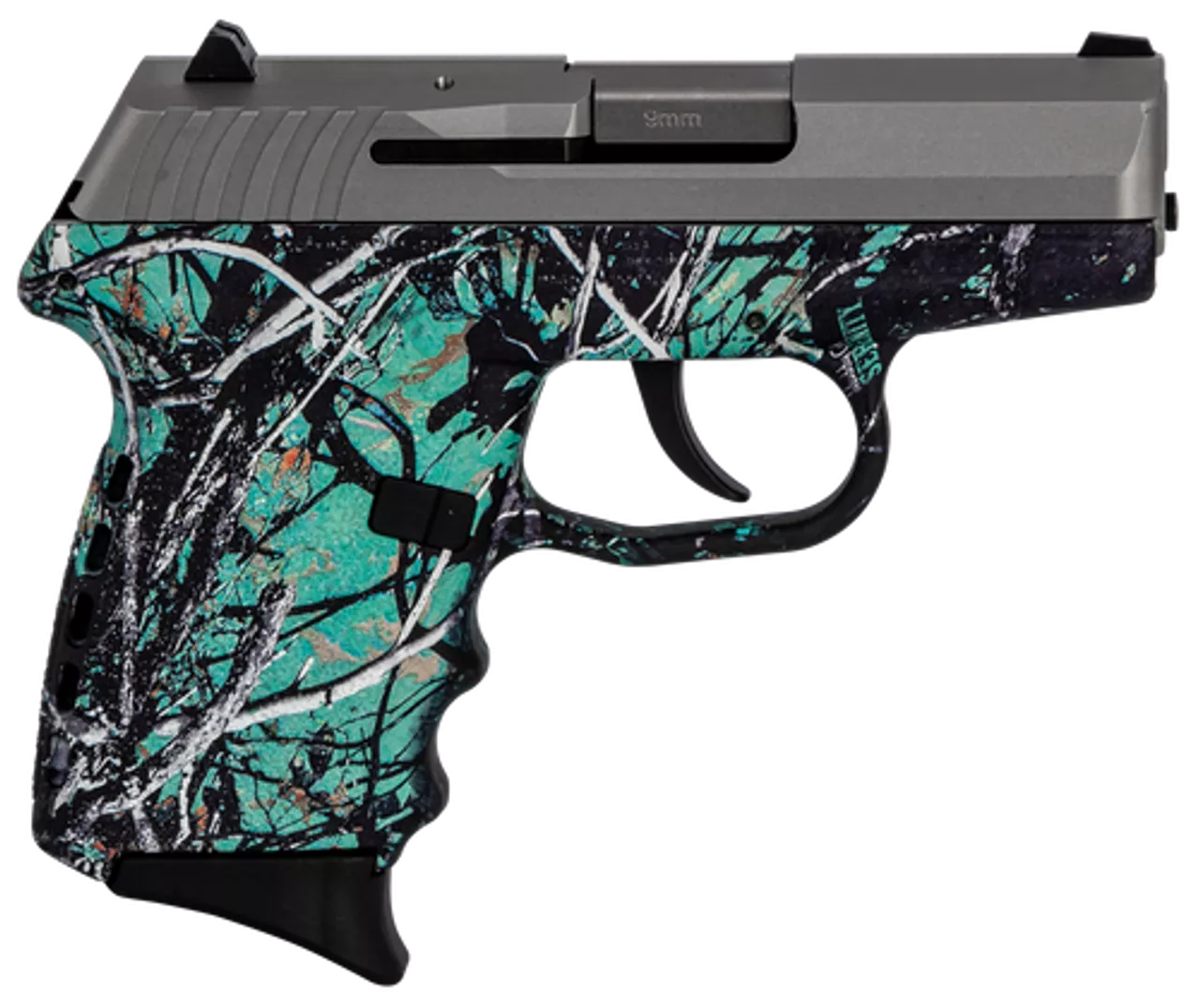 SCCY CPX-2 Carbon 9mm, 3.1″ Barrel, Muddy Girl Serenity Grip, Stainless Steel Slide, 10rd