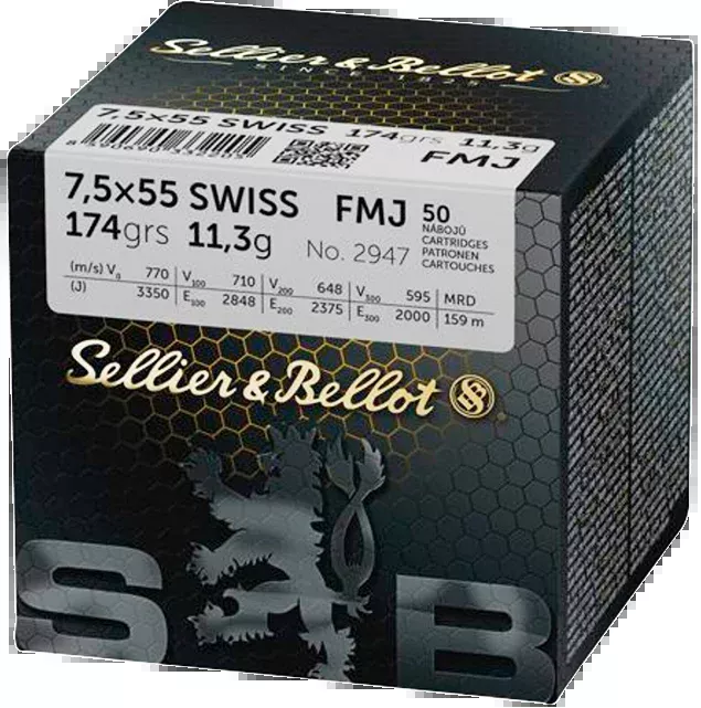 Sellier & Bellot 7.5×55 Ammunition 174 Grain Full Metal Jacket (50pk)