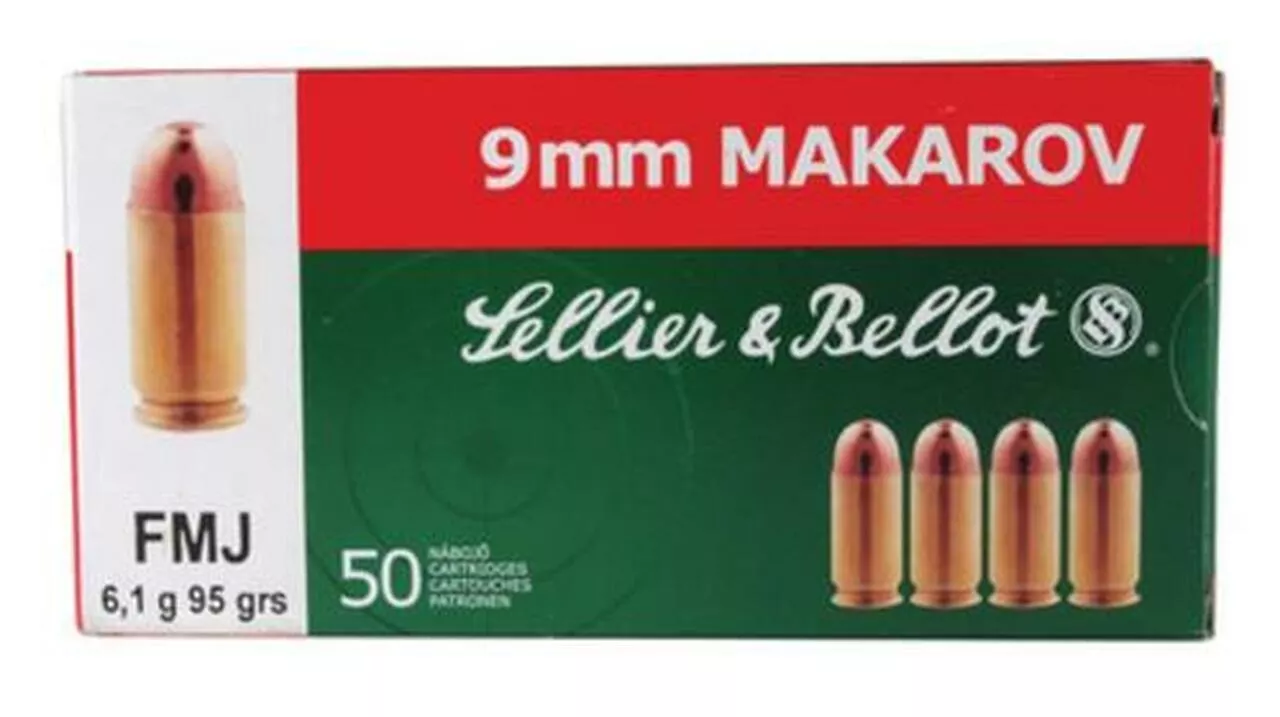 Sellier and Bellot 9mm Makarov 95gr, FMJ, 50rd Box