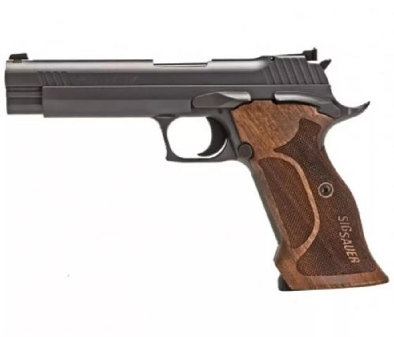 Sig P210 Target Single 9mm, 5″, Walnut Grip, Black Nitron Stainless Steel, 8rd