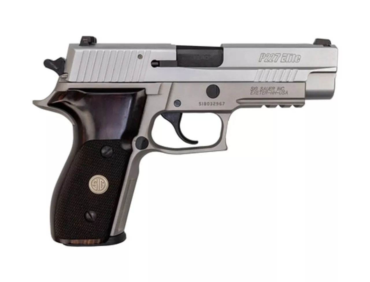 Sig P227 AS Elite .45 ACP, Used, 4.4″ Barrel, Stainless, SigLite, Wood Grips, 10rd