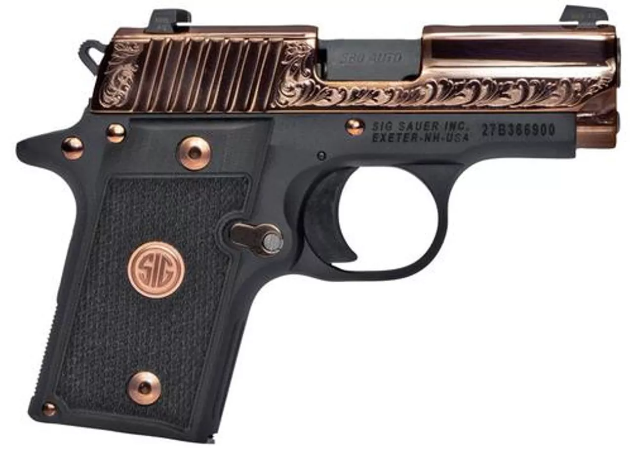 Sig P238, .380 ACP, 3″, Black G10 Grips, Rose Gold Finish, 7rd