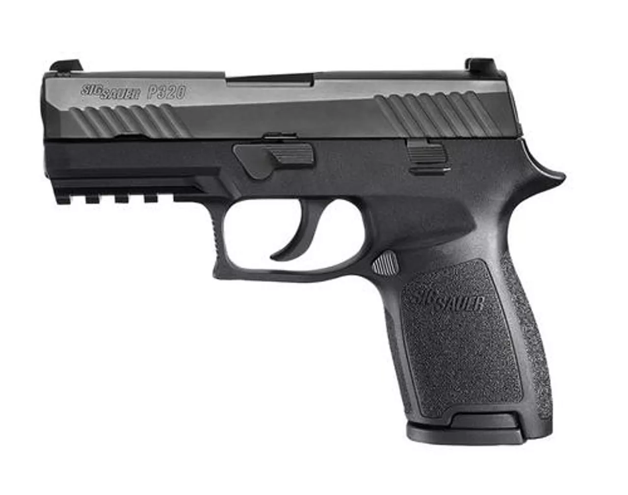 Sig P320 45 ACP 3.9In Nitron Black, Striker Siglite Modular Polymer Grip (2) 9RD Steel MAG Rail