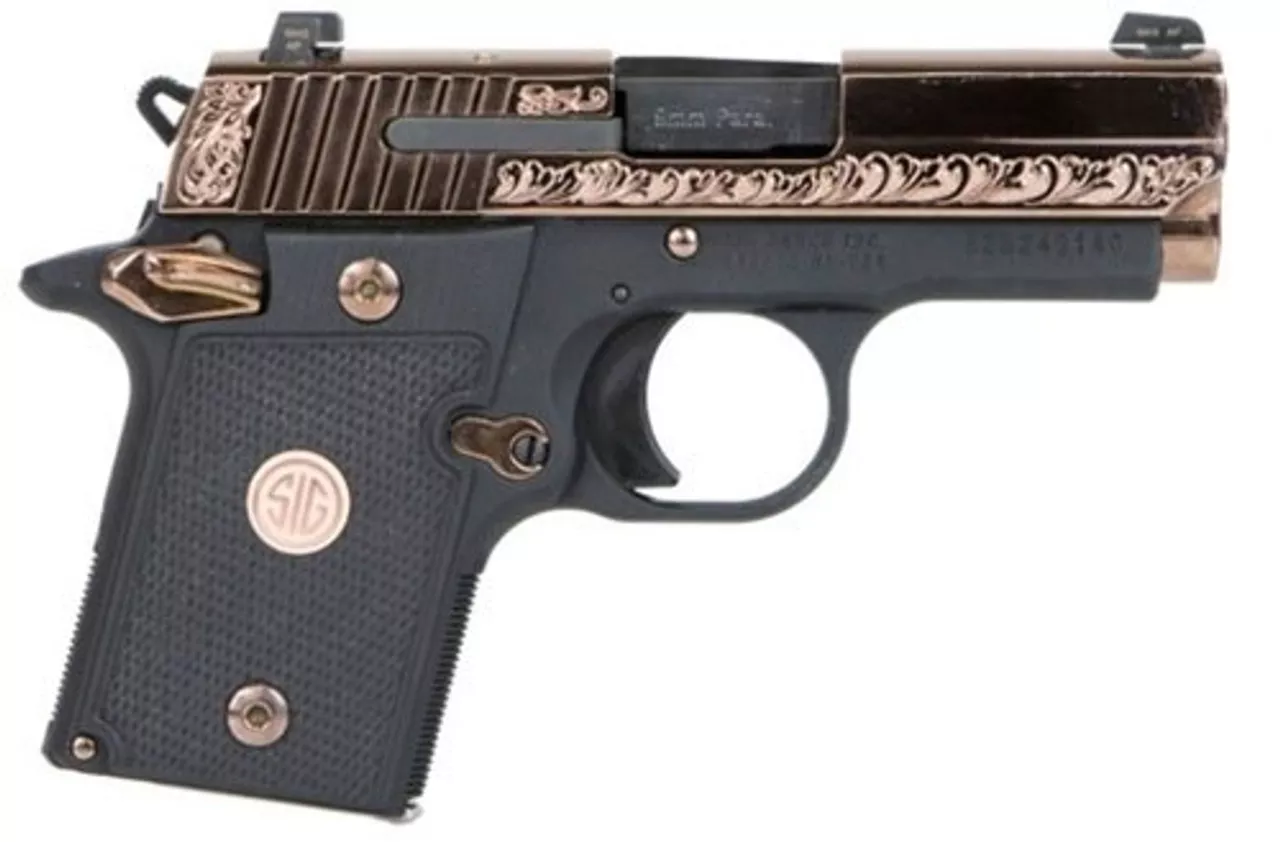 Sig P938, 9mm, 3″, 6rd, SIGLITE NS, Ambidextrous Safety, Rose Gold