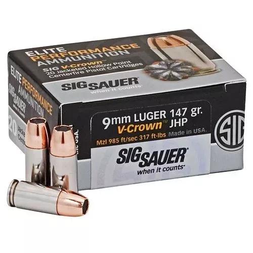 Sig Sauer Elite V-Crown 9mm 147 Grain JHP 20 Round Box