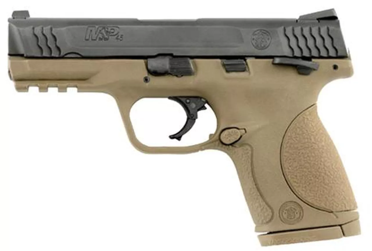 Smith & Wesson M&P Compact 45 ACP 4″ Barrel, Ambi Safety Flat Dark Earth Poly Grip/Frame Black Slide, 8rd