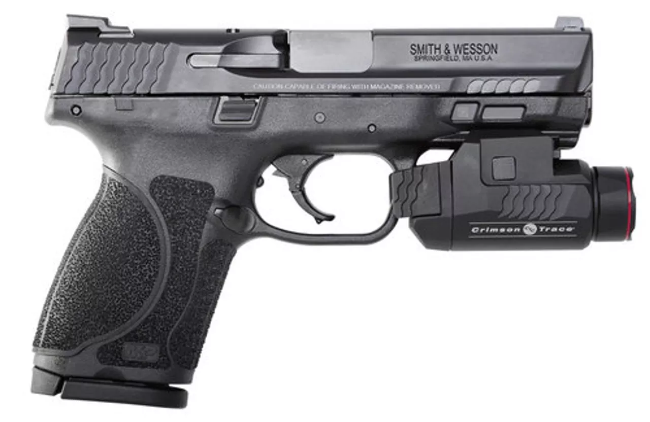Smith & Wesson M&P M2.0 Compact, 9mm, 4″, 15rd, Crimson Trace Rail Master, Manual Safety, Black