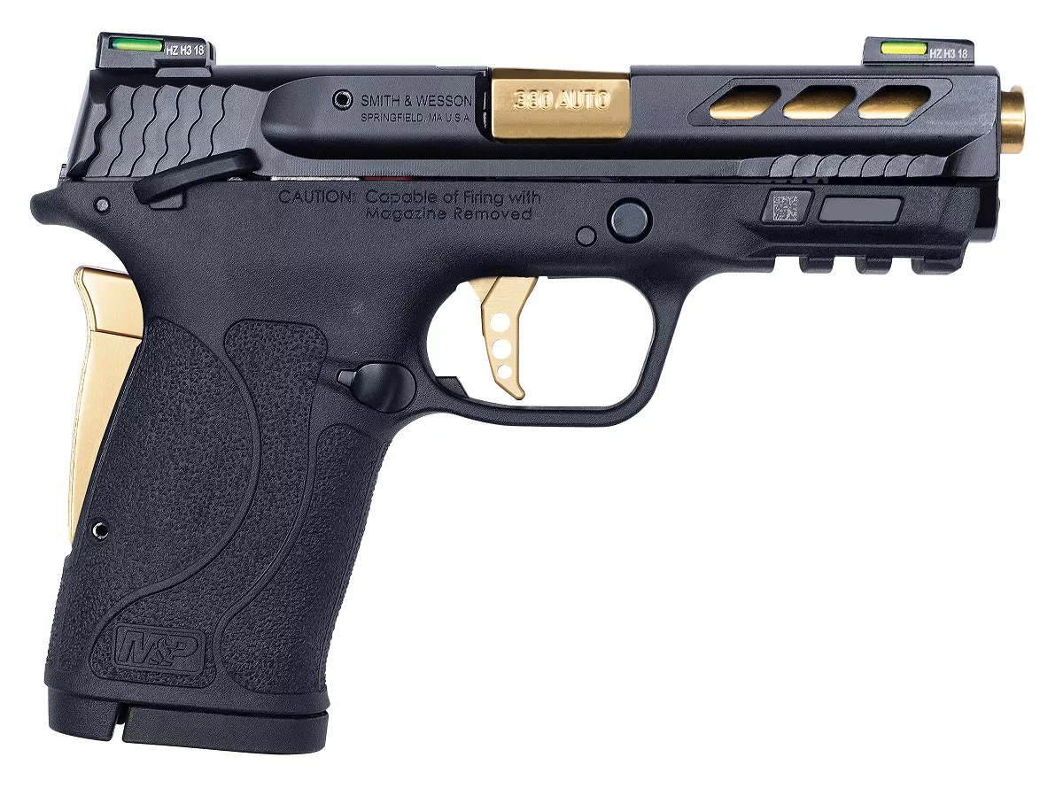 Smith & Wesson Performance Center M&P 380 Shield EZ 380 ACP Pistol with Manual Safety and Ported Barrel, Gold