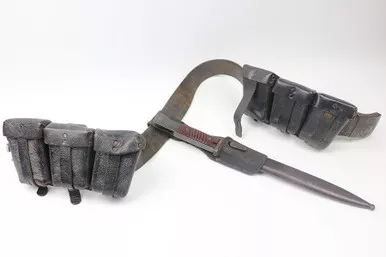 SOLD - K98 Bayonet, Belt, Buckle & Ammo Pouches