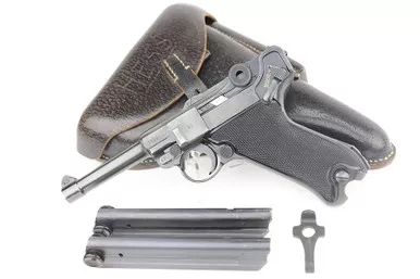 SOLD - Minty Black Widow Mauser Luger Rig - Rare Pigskin Holster