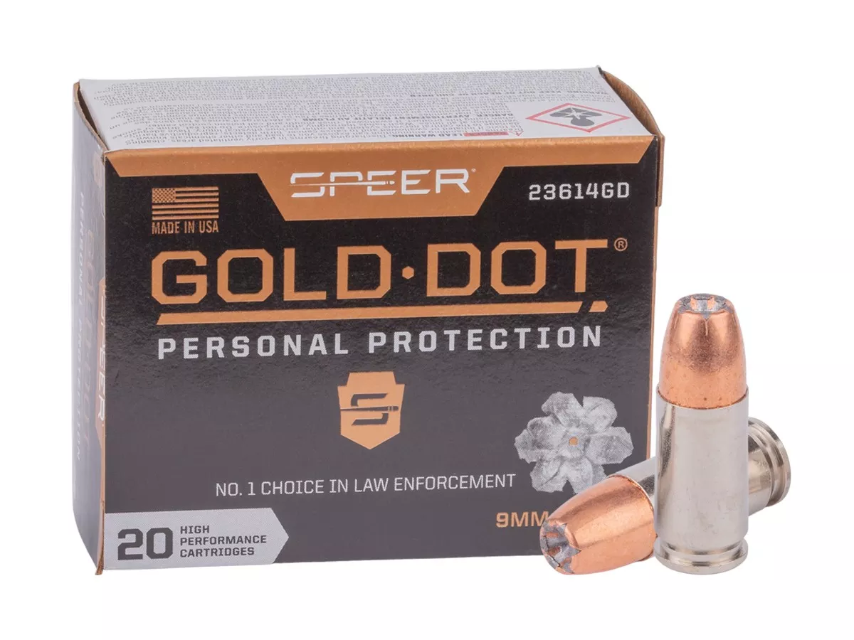 Speer 9mm Luger Gold Dot Handgun Personal Protection, 115gr, 20ct