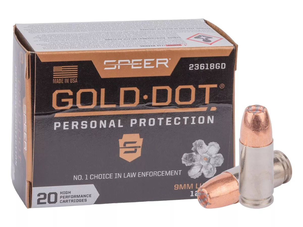 Speer 9mm Luger Gold Dot Handgun Personal Protection, 124gr, 20ct