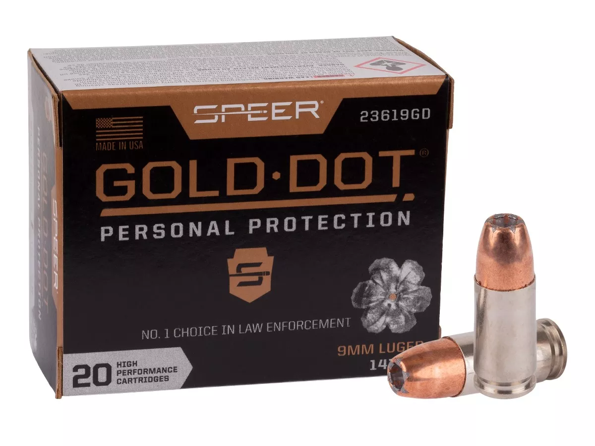 Speer 9mm Luger Gold Dot Handgun Personal Protection, 147gr, 20ct
