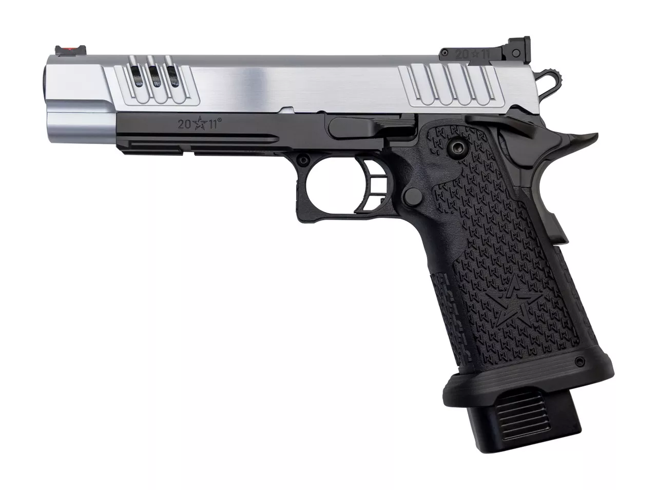 Staccato XL 9mm, 4.4″ Bull Barrel, G2, Dawson Fiber Optic, SS Slide, DLC Barrel, Black, 17rd/20rd