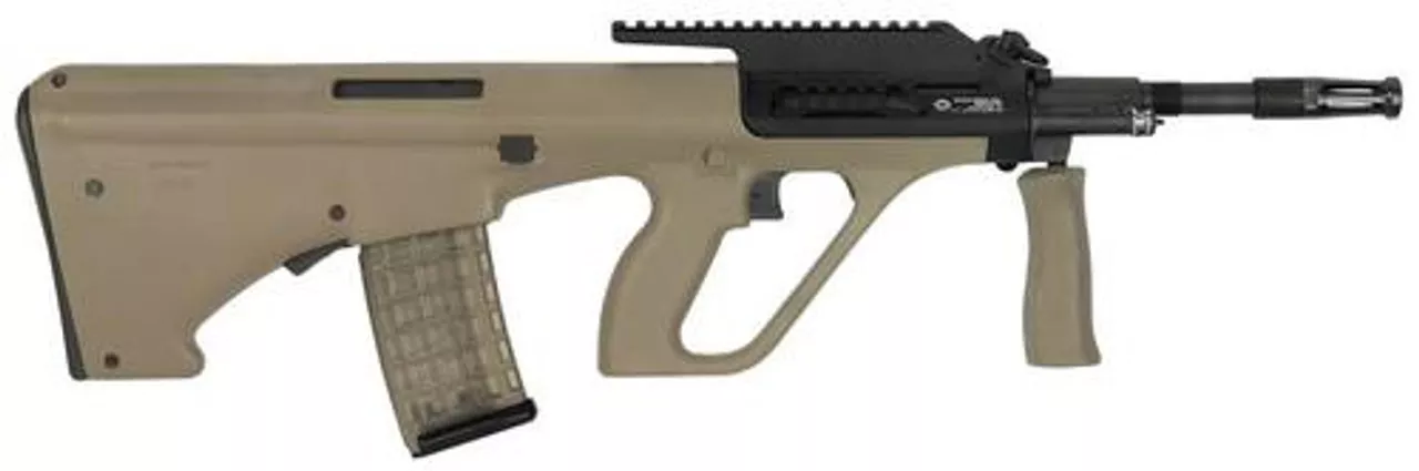 Steyr AUG A3 M1, .223/5.56, 16″, 30rd, High Rail, Tan Synthetic Stock
