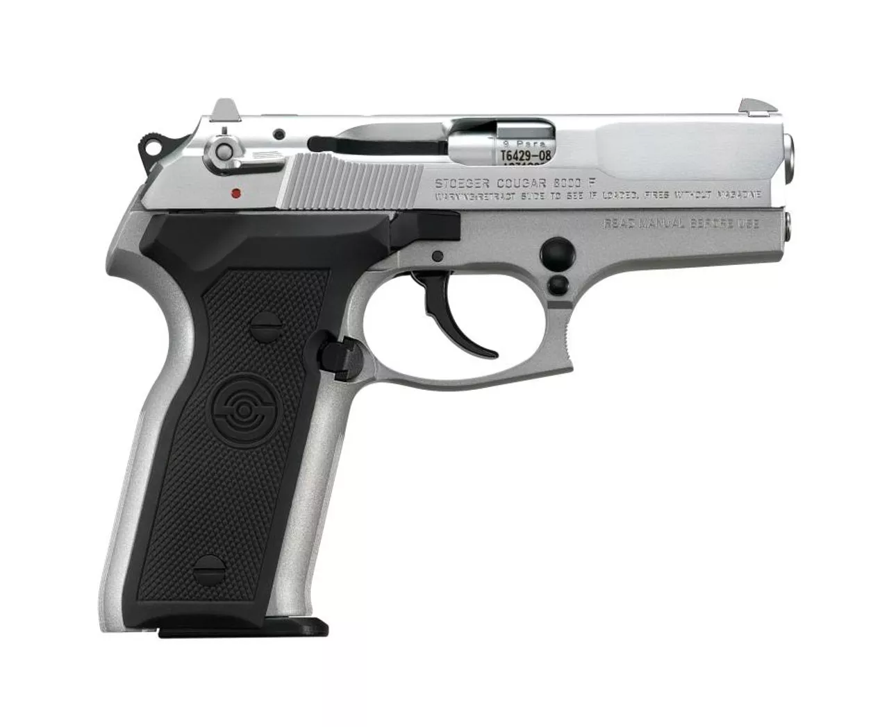 Stoeger Cougar 9MM Silver W/Black Grip 15 Rd Mag