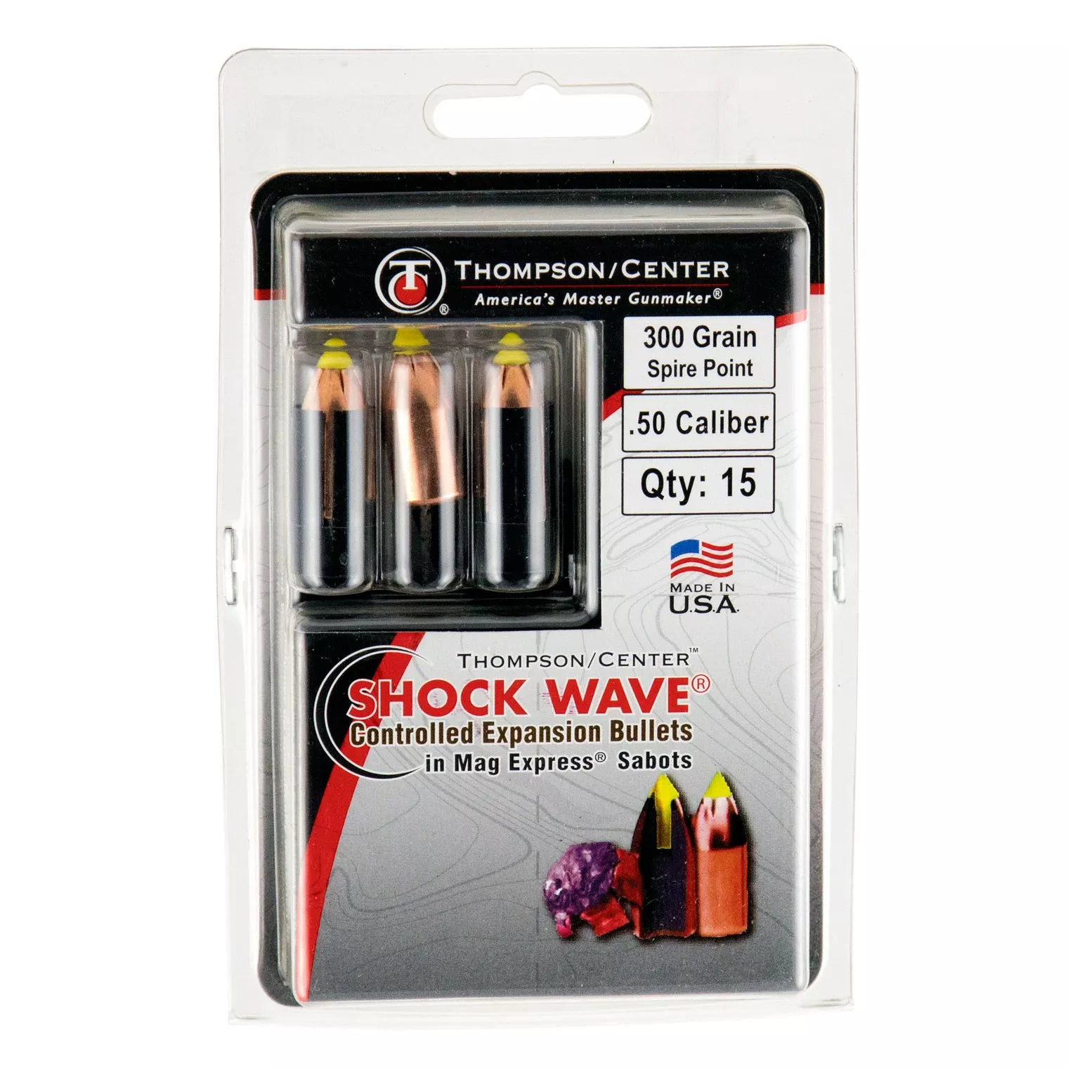 T/C Accessories 17008230 Shock Wave Controlled Expansion 50 Cal Spire Point 300 GR 15 Box