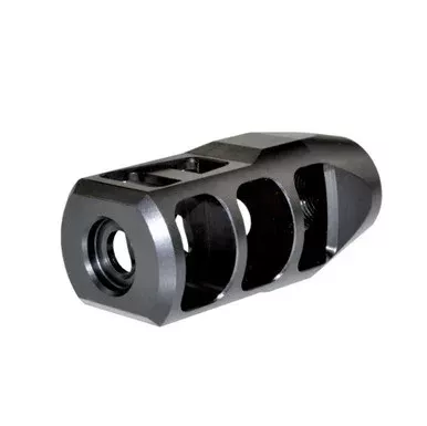 Tanker Style 1/2×28 Muzzle Brake, Black Steel
