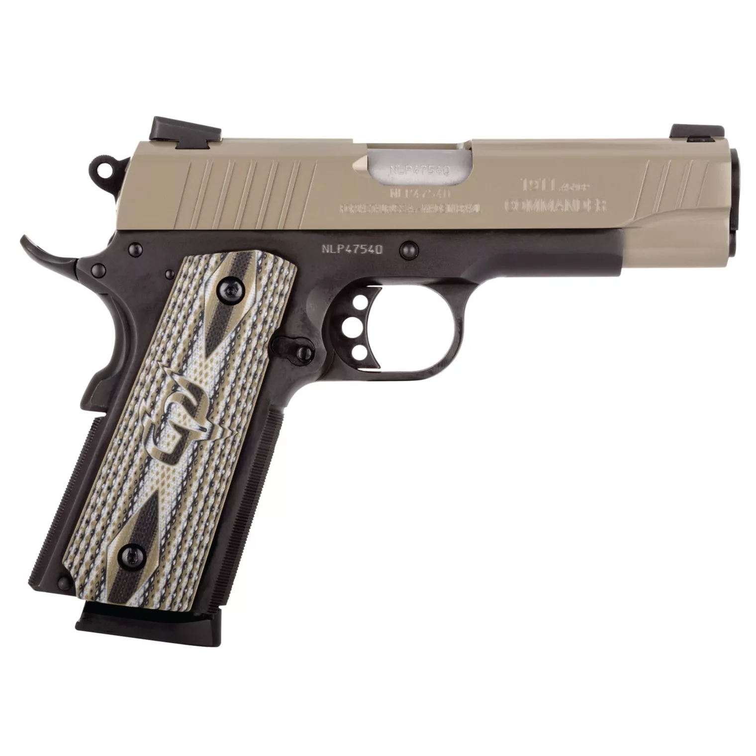 Taurus 1-191101COMS-VZ 1911 Commander 45 ACP 4.20” 8+1 Matte Black Desert Sand Cerakote Steel Slide Sand VZ Operator II Grip