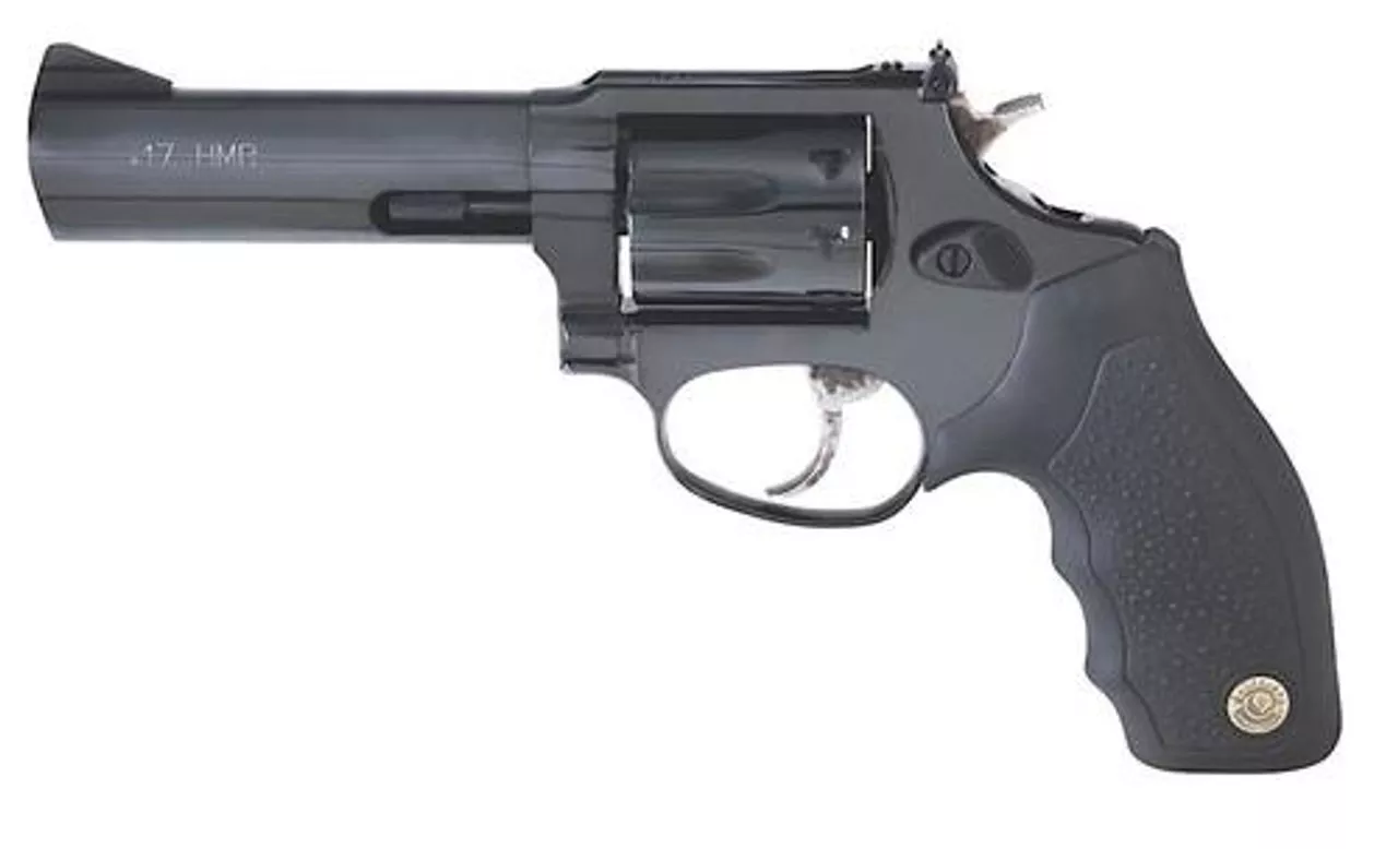 Taurus 17 Tracker 17 HMR 6.5″ Barrel, Adjustable Sight Ribber Grip Overlay Blued, 7rd