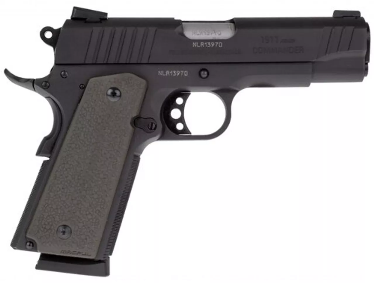 Taurus 1911 Commander, 45 ACP, 4.25″ Barrel, 8rd, Olive Drab Green Magpul MOE Grips, Black