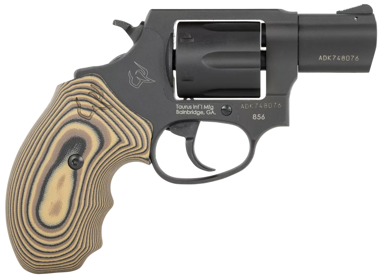 Taurus 856 .38 Special, 2″ Barrel, Matte Black Carbon, Brown VZ Cyclone Grip, 6rd